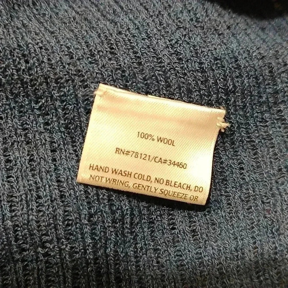 Eileen Fisher Open Front Ribbed Blue 100% Wool Cardigan - Picture 5 of 5